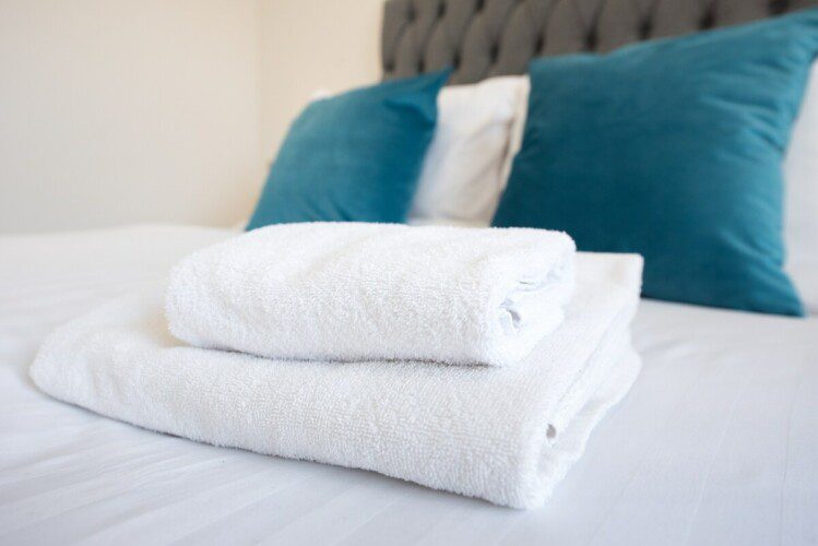 Towels on bed